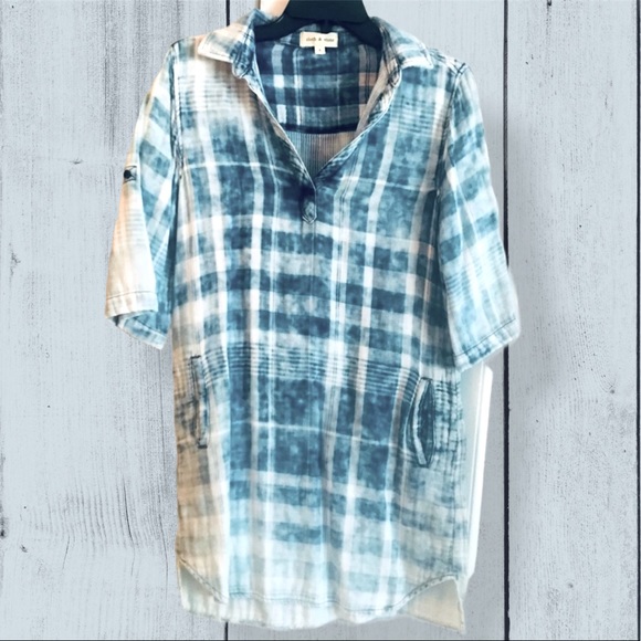 Anthropologie Dresses & Skirts - Cloth & Stone Cotton Plaid Knit Dress